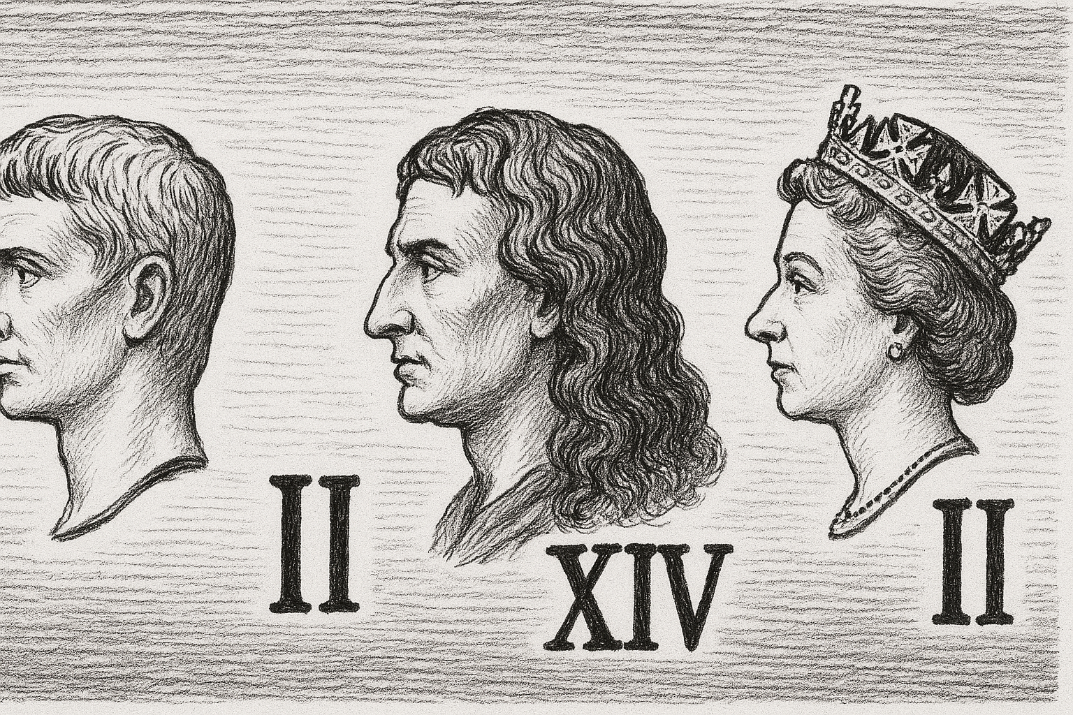 Emperors and Numerals Many Roman emperors used numerals to designate succession. For example, Augustus was followed by Tiberius, then Caligula. But in later periods, rulers like Louis XIV (France) and Elizabeth II (UK) continued the tradition.